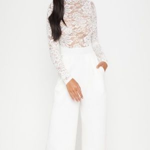 PRETTY LITTLE THING White Lace High Neck Long Jump
